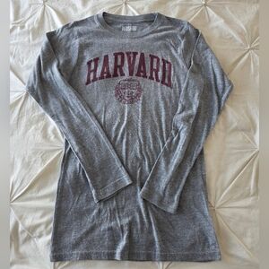 Harvard Long Sleeve Graphic T Shirt Gray